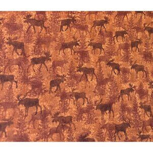 Prairie Grove Peddler Cotton Moose Fabric Brown Woodland Print 21"x44" Rustic St